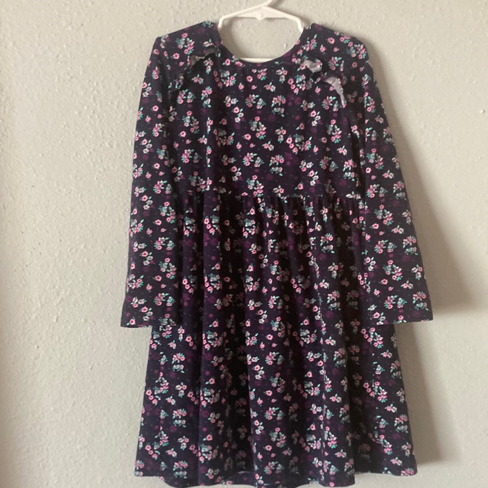 Girls 5T peanut and Ollie purple floral long sleeve dress